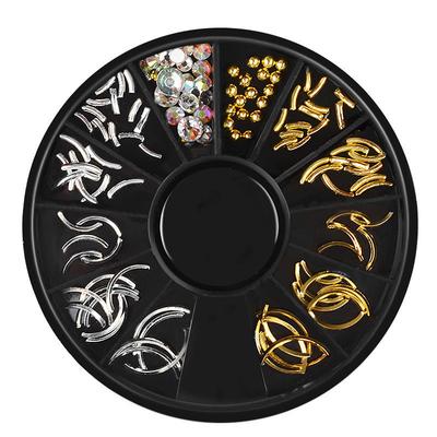 1 Koło Złoty Srebrny Półksiężyc Nit Paznokci Biżuteria Kryształki Koraliki Nail Art Dekoracja