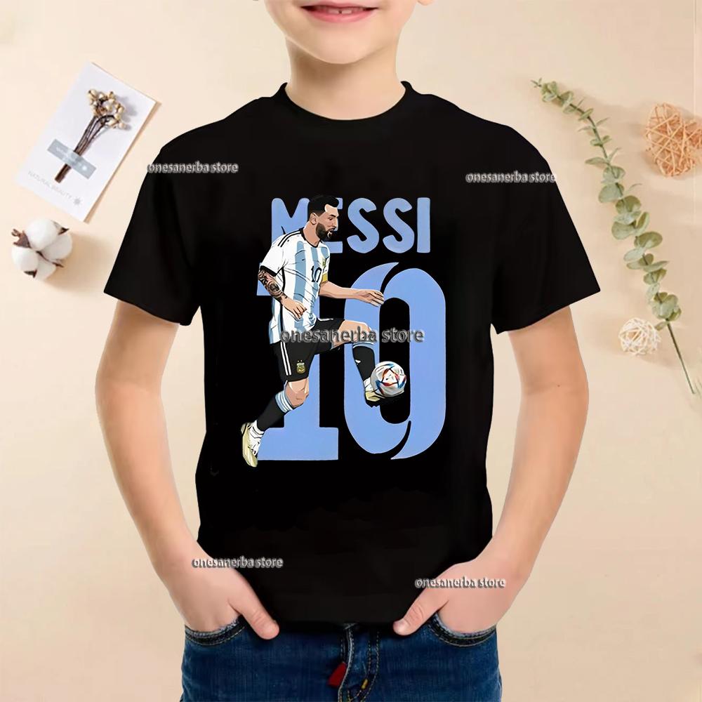 Summer Football Star Idol Cotton Messi Print Children TShirt Kid Teen Clothing Casual Fashion Sports Brand Boy Girl Tee Top