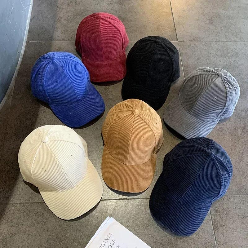 Men Corduroy Baseball Cap Women Spring Summer Embroidery Baseball Hat Men Outdoor Adjustable Sun Hat Vacation Casquette Gorras
