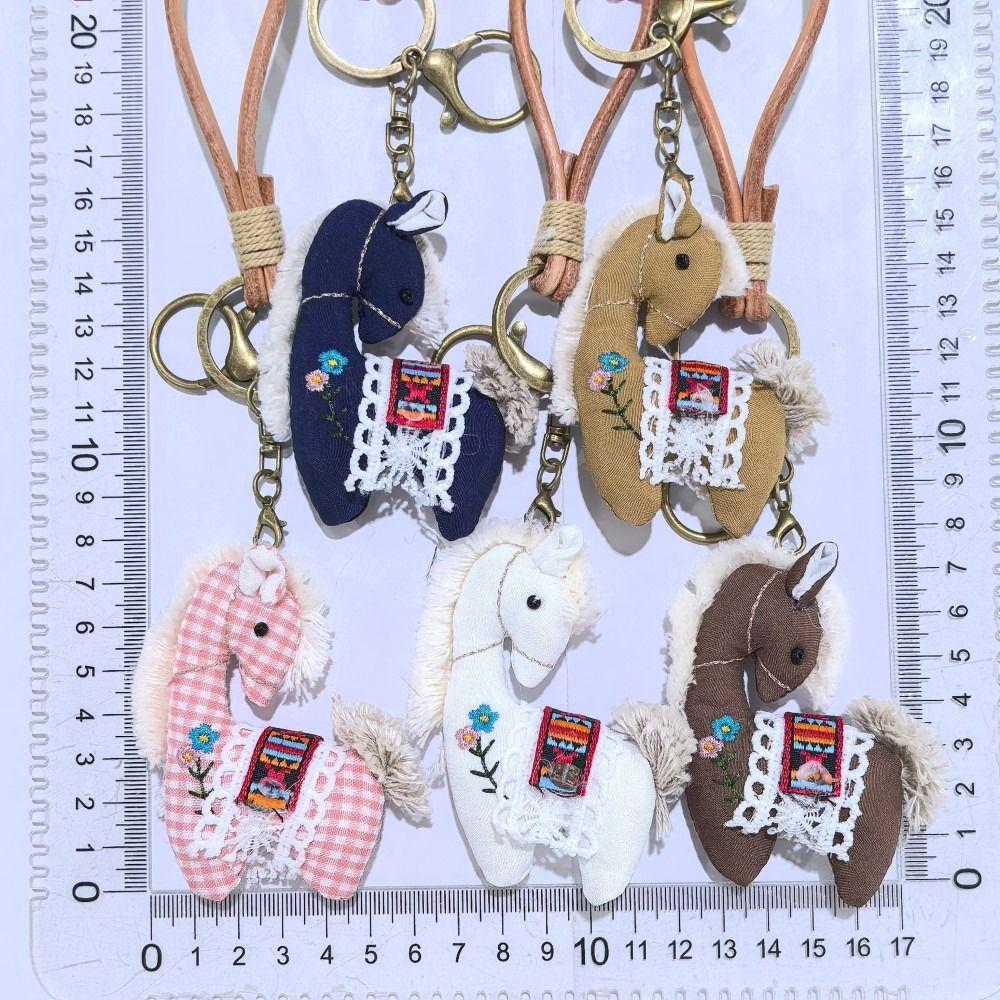 Stuffed Animal Horse Year Key Ring Cute Design Pony Pendant  Backpack Decoration