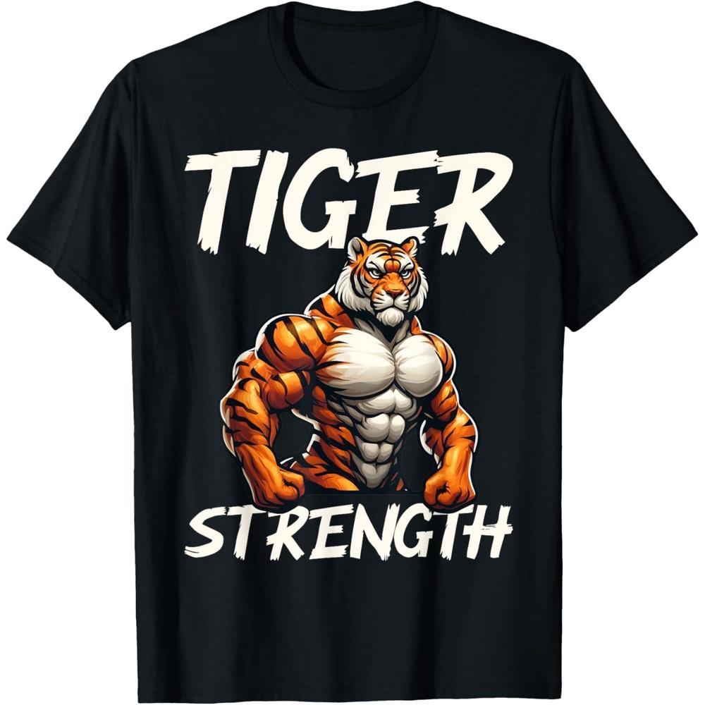 Tiger Strength Wild Animal Lover Wildlife Nature Graphic T-Shirt XS чёрный
