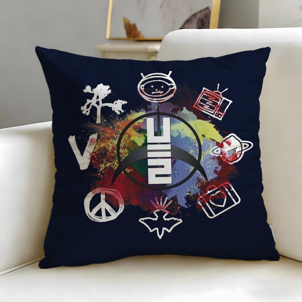 Classic Band U2 Cushion Cover Soft EasyWash Pillow Case Versatile for Couch Bed Travel and Office