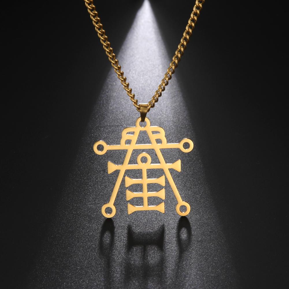 My Shape Sigil of Anubis Ipos Stainless Steel Men Necklace Egyptian God of Decay Embalming Funerals Ankh Gothic Egypt Necklace