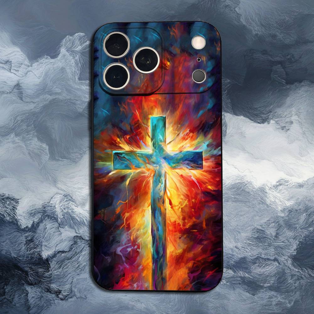 Art Bible Christian Cross Case For iPhone 12,14,15,16,11,17,13,X,Mini,SE,XS,Plus,Pro,Max,8,7,XR,Soft Silicone Black