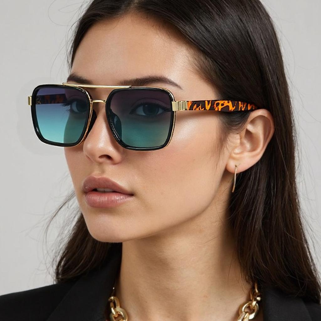 New High-end Square Frame Fashion Double Beam Sunglasses For Men And Women Uv Resistant Versatile Sunglasses M5240