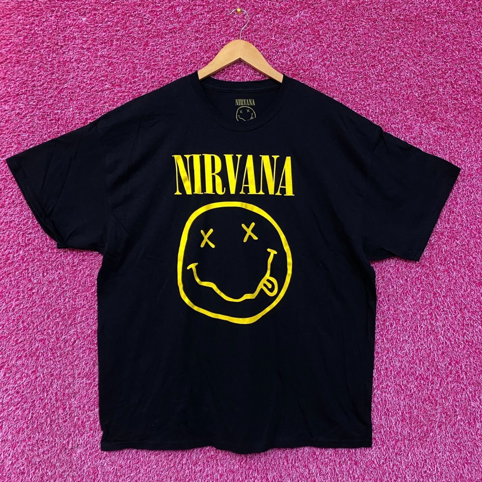 Nirvana Nevermind Tour Smiley Promo Logo Grunge Band Tee 2X XXL