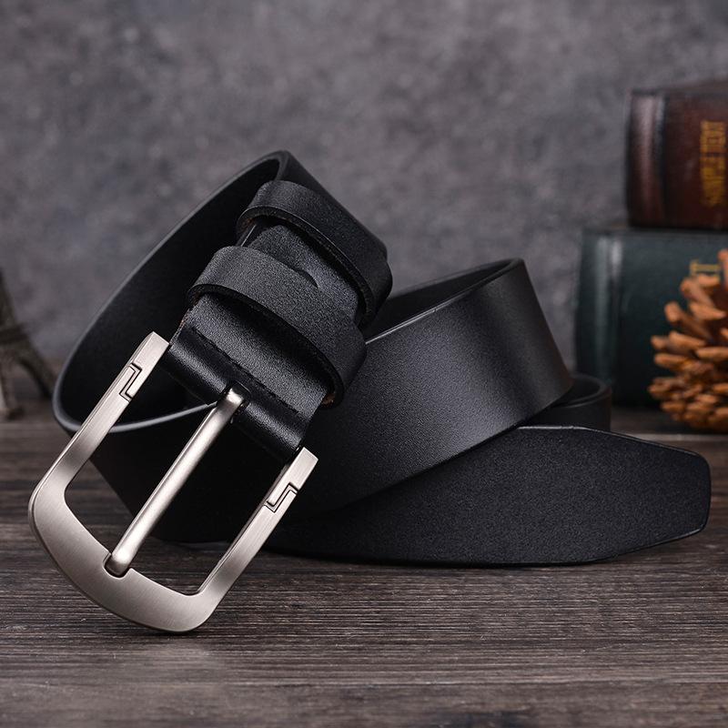 Men'S Leather Pin Buckle Belt Real Cowhide Belt Antique Casual Men'S Pants Belt