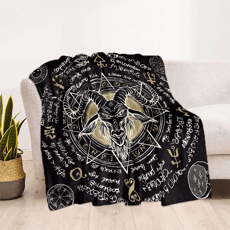Gothic Satan Devil Mystery Printed Blanket Halloween Flannel Blanket All Seasons Universal Office Sofa Blanket