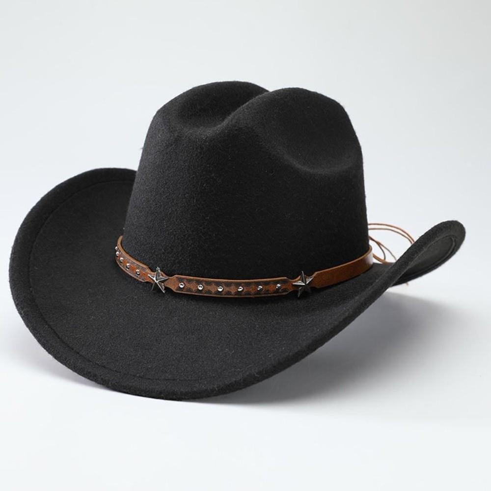 Cintura con Testa di Stella Cappello da Cowboy Occidentale Cappellino da Cowgirl in Feltro Cappello da Sole Fedora Jazz Cappelli Donna