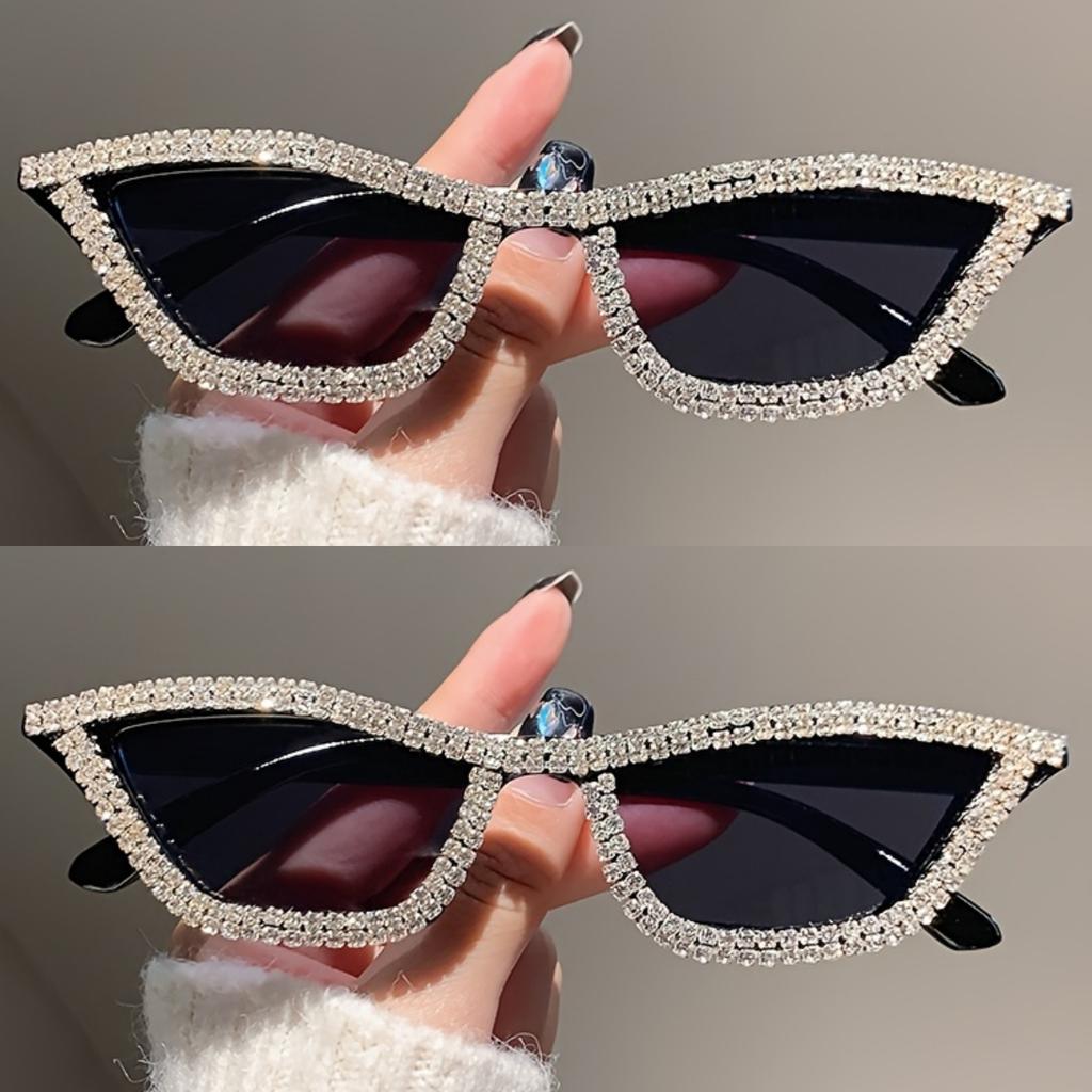 1PC Rhinestone Sunglasses Party Glasses Cat eye Sunglasses Cat eye Glasses Eyewear for Women Men Bar sunglasses