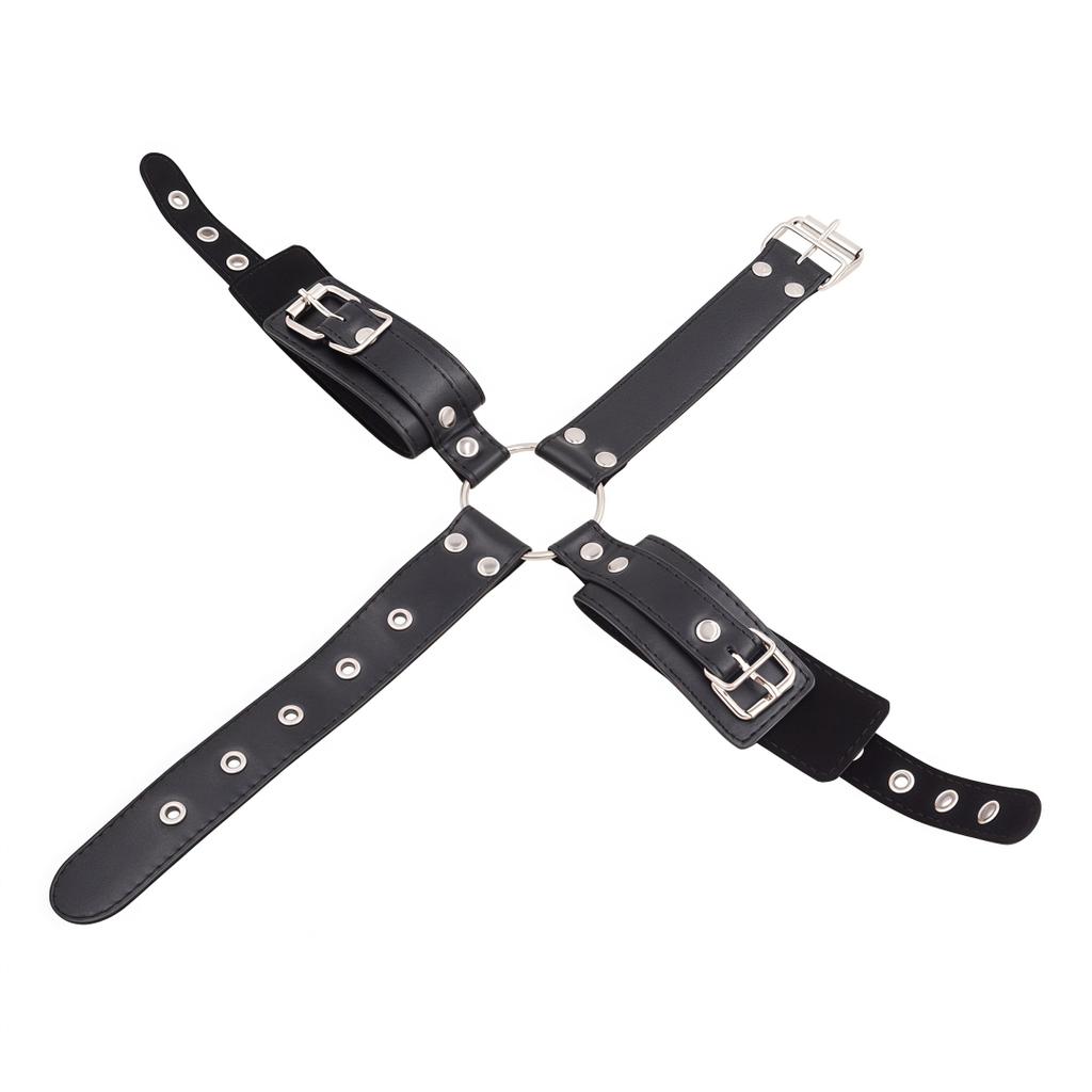 Adjustable Neck To Wrist Ankle BDSM Bondage Kit with Collar Handcuffs Chain Leash Straps for Couples Role Play Sex Toys