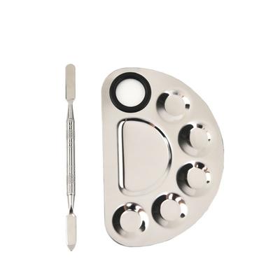 Make-up-Mixer aus Edelstahl, Nailart-Lackmischplatte, Foundation-Lidschatten-Mixer-Palette mit Spachtelstange, Beauty-Tools