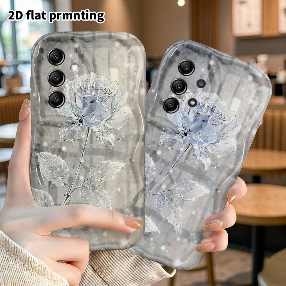 Phone Case: 2D Flat Samsung Galaxy A34 A35 M05 M06 S20 S22 S21 FE Plus 5G Protective Case, Frosted White Rose, Christmas and Halloween Gift