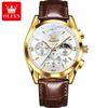 OLEVS 3609 Luxury Leather Quartz Mens Wristwatches Original Moon Phase Chronograph Waterproof Luminous Watch for Men Reloj Mujer