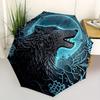 1pc Wolf Moon Compact Travel Umbrella, Automatic Folding Lightweight Windproof 8-Bone Reinforced Design, Portable for Backpack Durable Canop