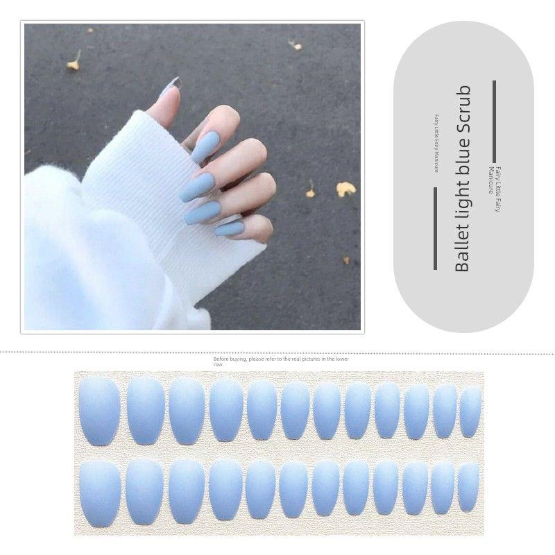 

Matte Light Blue Trapezoidal European and American Minimalist Matte Nail Tip 58-Ballet light blue Scrub