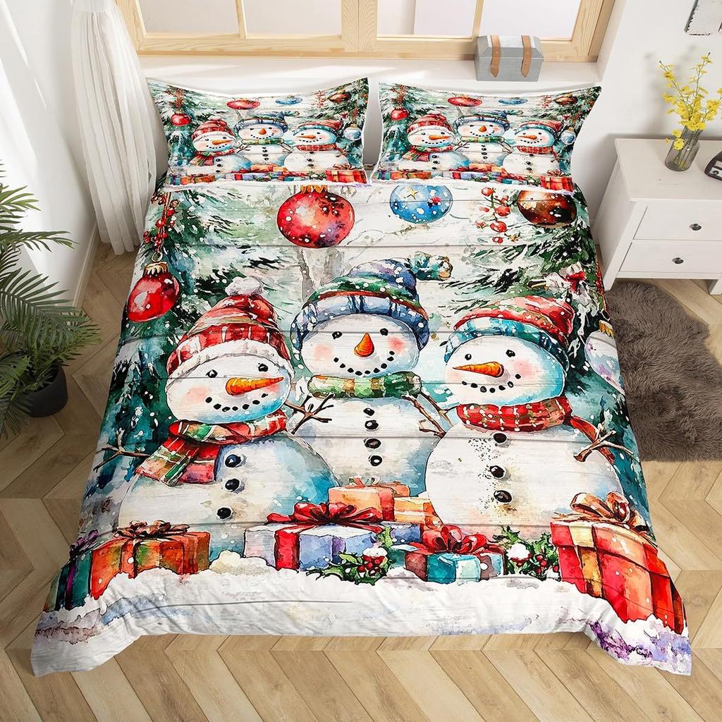 Cartoon Weihnachtsmann Dreiteiliger Bettbezug 3D Digitaldruck Bettwäscheset Bettdecke