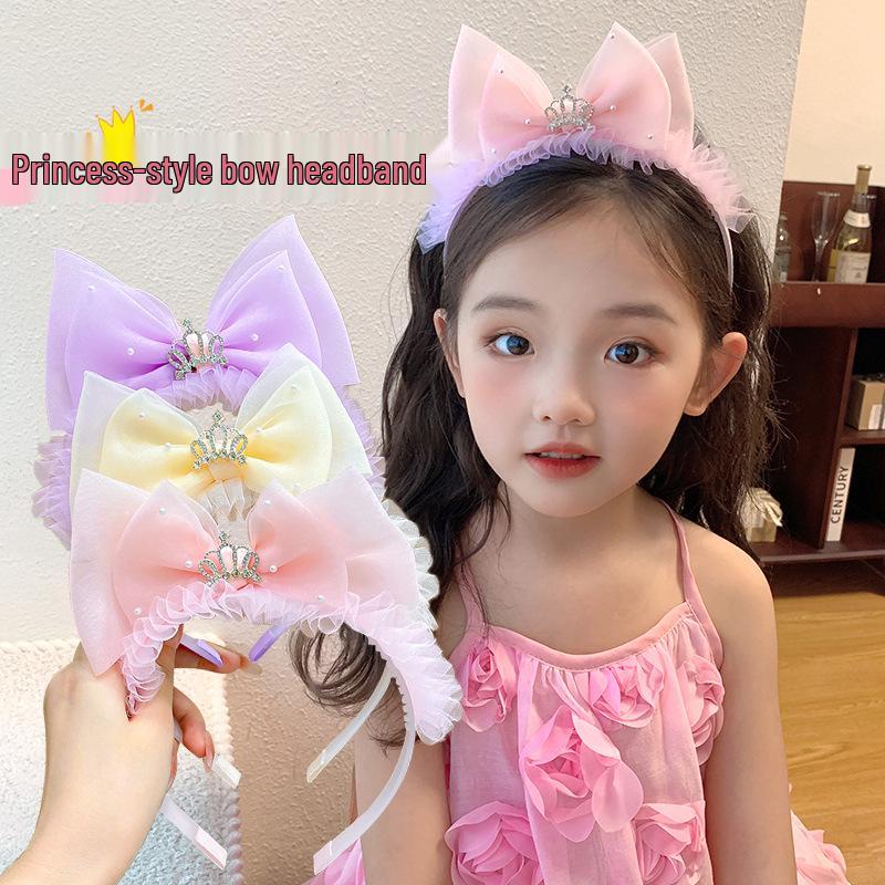 

Girls Bow & Crown Headband - Baby Hair Accessories for Little Princesses
