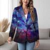 Womens Gradient Starry Sky Print Blazer Slim Fit Business Casual Jacket With Notched Lapel Single Button