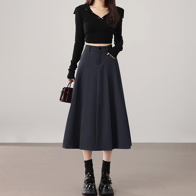 

2025 Women s High-Waisted A-Line Long Skirt - Autumn/Winter Collection Extra Extra Large темно-серого