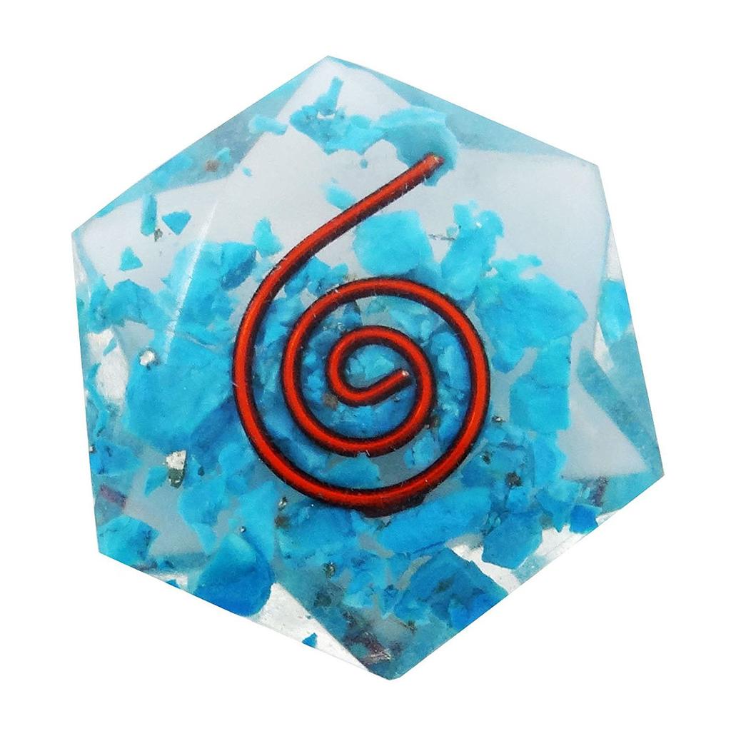 Harmonize Turquoise Faceted Hexagon Orgone Reiki Healing Crystal Symbol