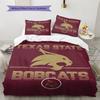 Texas State Bobcats Muster Bettwäsche Set Bettbezug Kissenbezug Heimdekoration Geschenk (1 Bettbezug + 2 Kissenbezüge, ohne Füllung)
