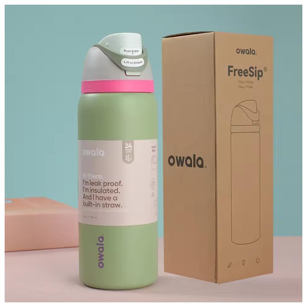 (VIOLA) Owala Borraccia Termica in Acciaio Inossidabile con Cannuccia, Borraccia Sportiva Senza BPA, Ottima per Viaggiare, 32 Oz,