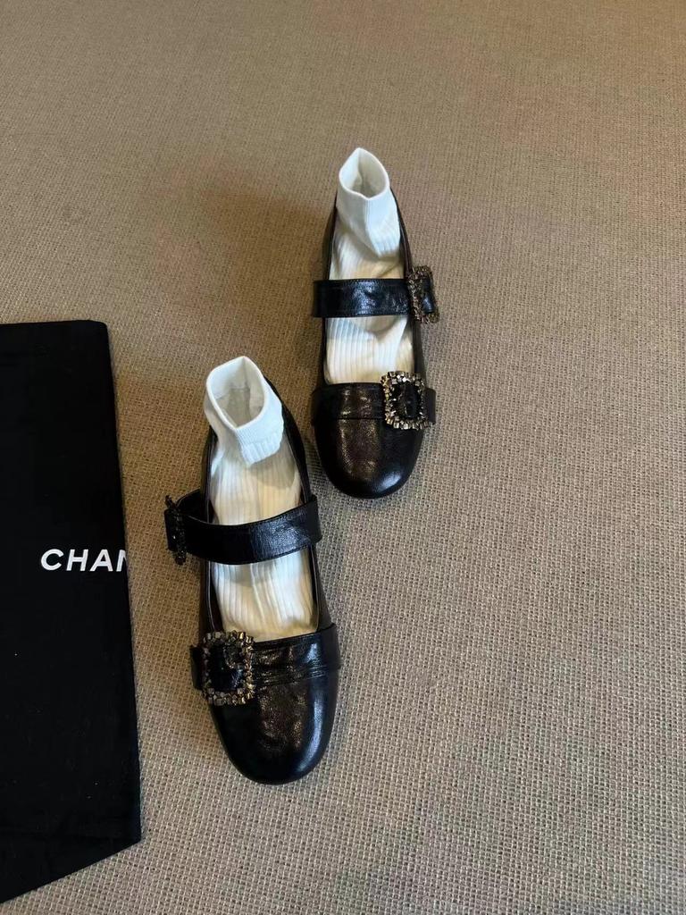 Cowhide version~ New genuine leather Mary Jane small leather shoes fashionable one-word buckle round head shallow mouth flat sole shoes women's shoes