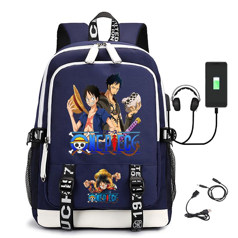 Hot-selling ONE PIECE Luffy backpack usb charging large capacity bag