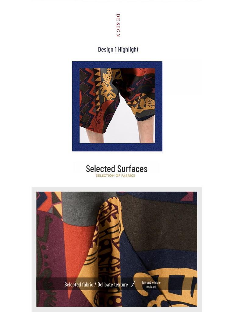 Ethnischer chinesischer Stil Übergröße Harem Hüfttiefe Shorts