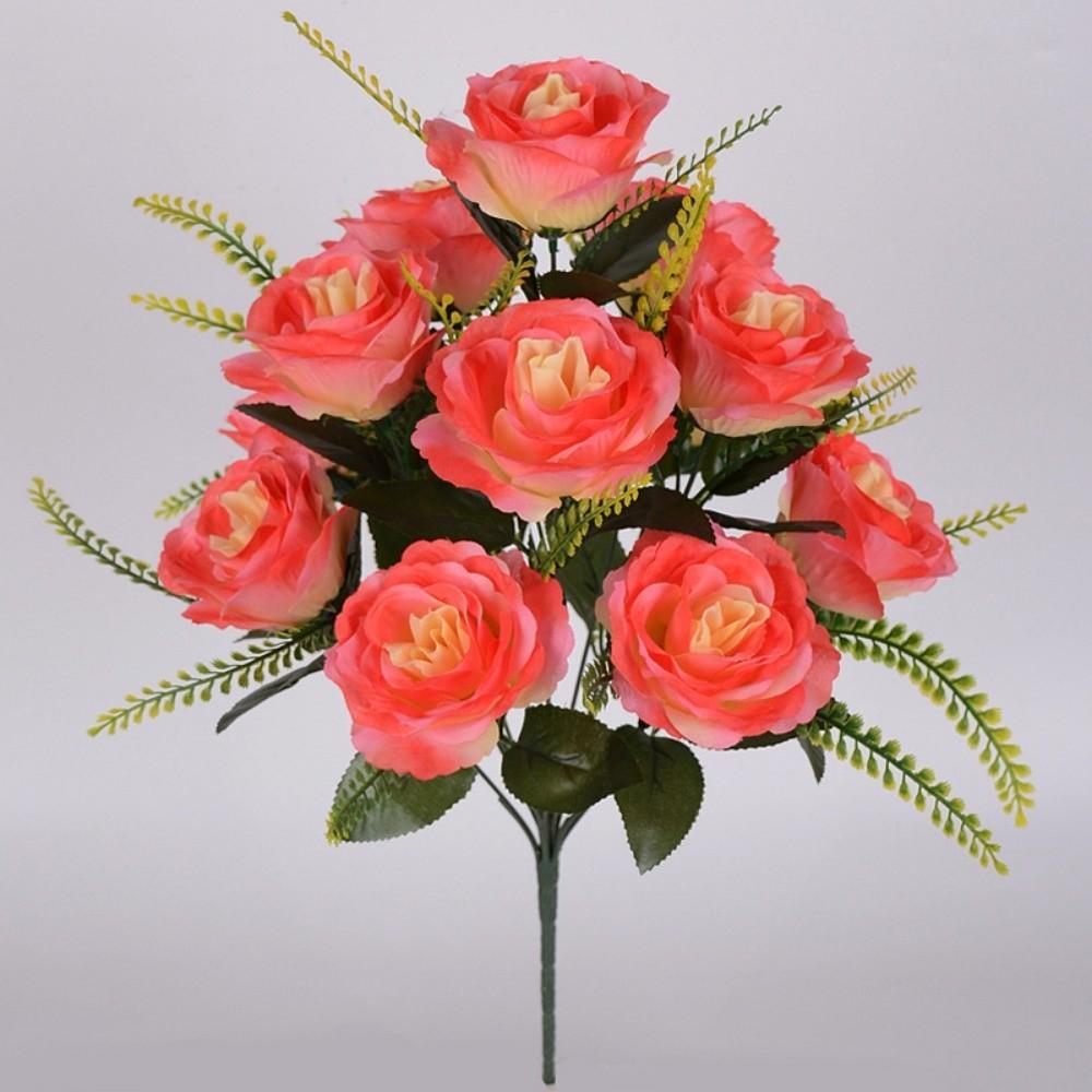 Plastic Real Happy Silk Flower Mini Natural Simulated Rose Crystal Grass Bouquet  Home Decorative