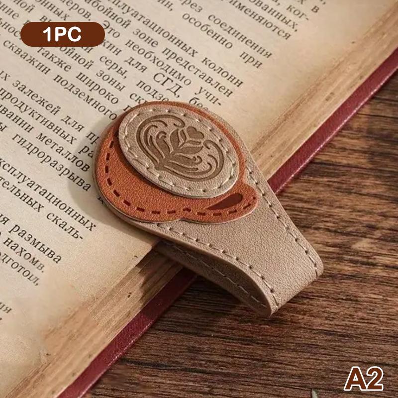 

1/2Pcs Vintage Rose Coffee Double-Sided Magnetic Bookmark Clips For Men Women Retro Pu Leather Magnetic Bookmarks Reading Marker A4