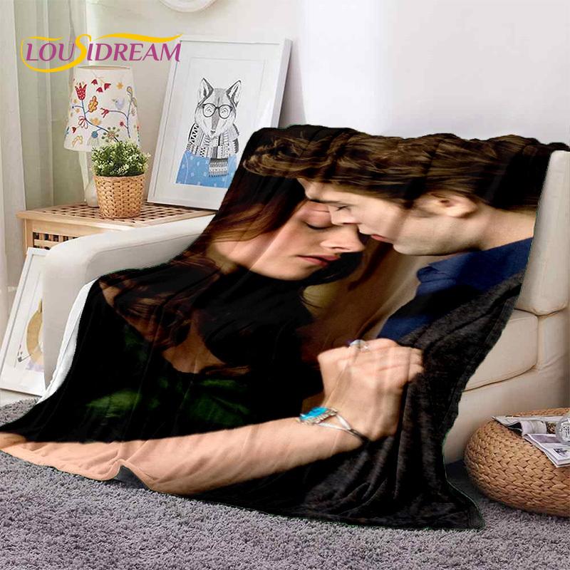 3D The Twilight Saga Edward Bella Blanket,Soft Throw Blanket for Home Bedroom Bed Sofa Picnic Travel Office Cover Blanket Kids