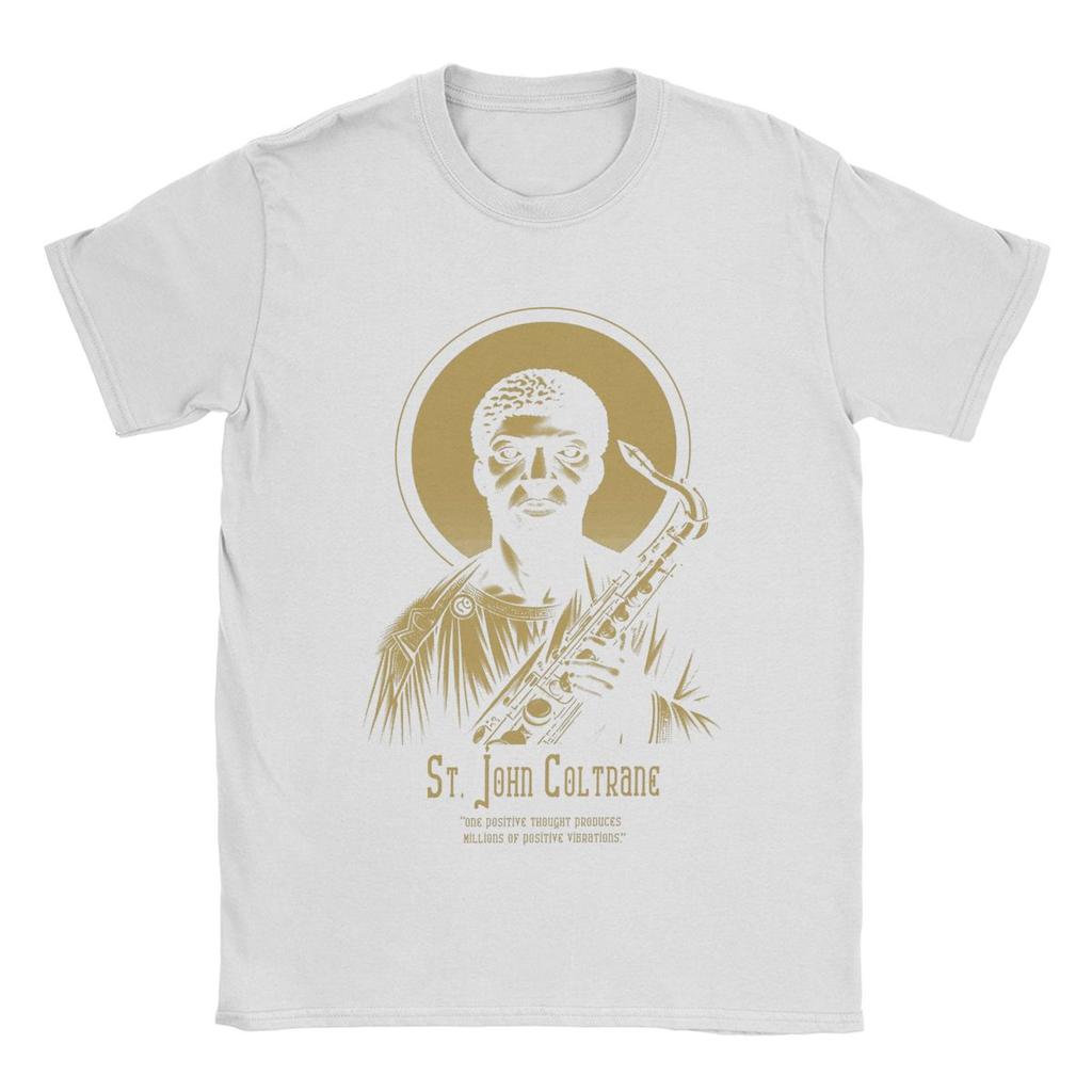 Herren T-Shirt St. John Coltrane Vintage 100% Baumwoll-T-Shirts Kurzarm-T-Shirt Rundhals Kleidung Einzigartig