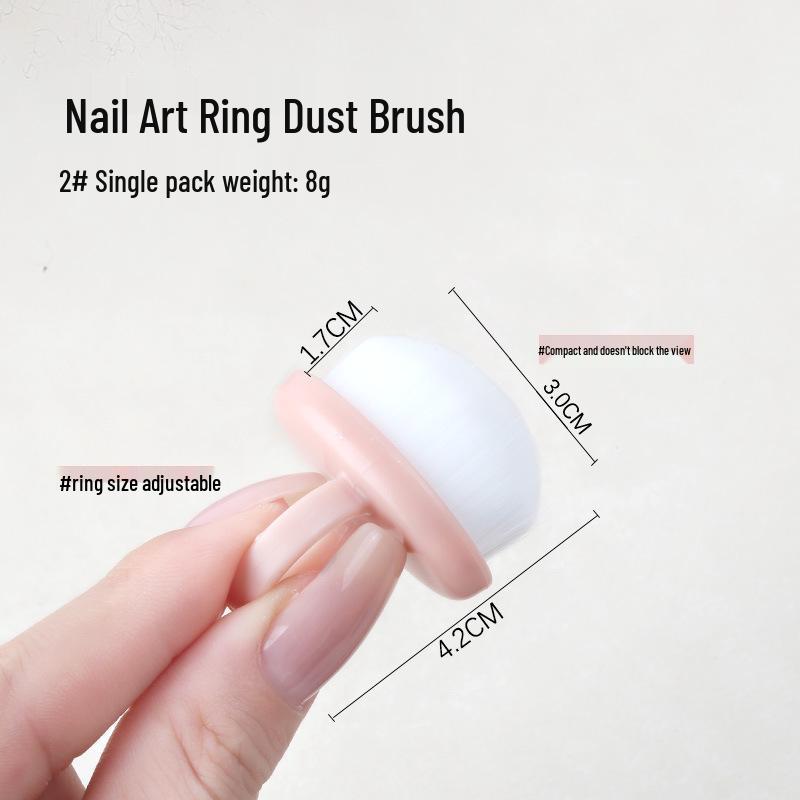 Ring-Style Nail Dust Brush: Fine Soft Bristles with Finger Buckle for Cuticle Cleaning