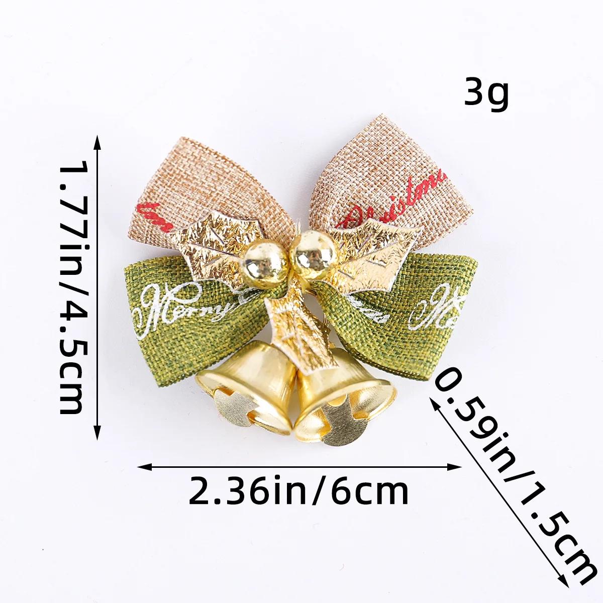 

New linen bow pendant, Christmas tree ornament, mini bell, Christmas day decoration, scene decoration