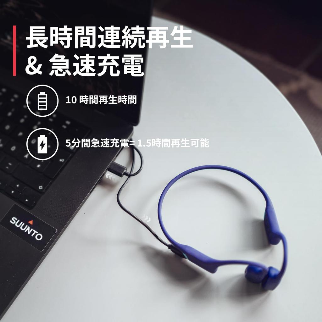 SUUNTO Bone Conduction Open-Ear Earphones with Mic, Bluetooth, for Swimming and Running, IP68 Waterproof and Dustproof, 10 Hours of Continuous