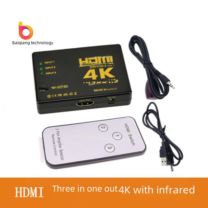 

4K HDMI-переключатель 3x1 с ИК-пультом дистанционного управления HDMI three-input