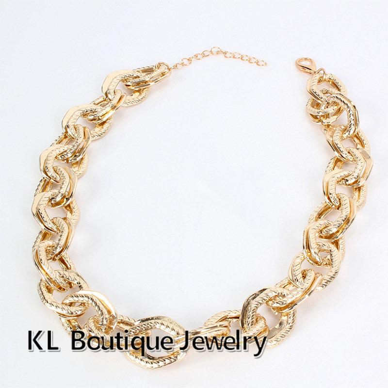 Fashion Exaggerated Punk Style Ladies Geometric Stitching Thick Chain Necklace