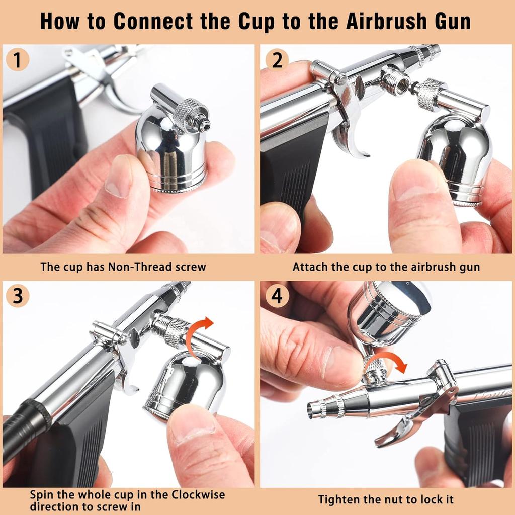 Uouteo Airbrush Trigger Gun Air Brush Gun with 0.3 Mm Needles 7CC &10 CC Cup for Painting