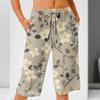 Damesommer Elastisk midje Trykte bomulls- og linsløse shorts