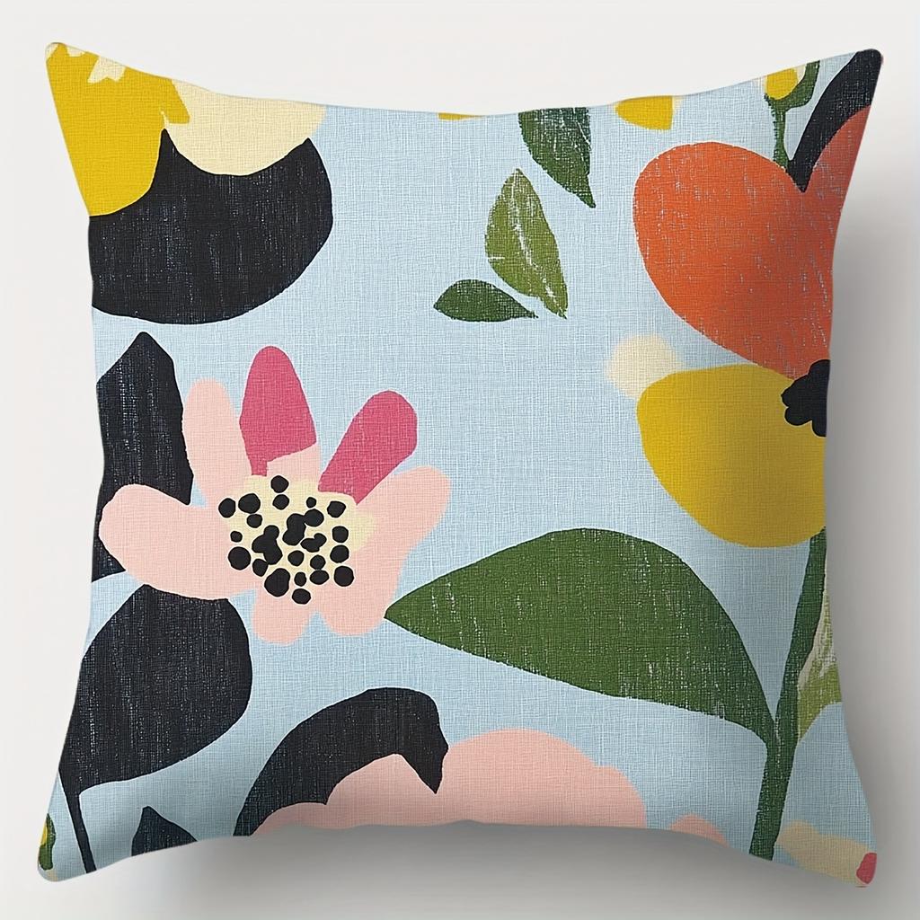 -4Pcs Set, Spring And Summer Printed Pillowcases. Patterns Include Green Leaves, Dots, Floral Themes, Nordic Style, Modern Minim