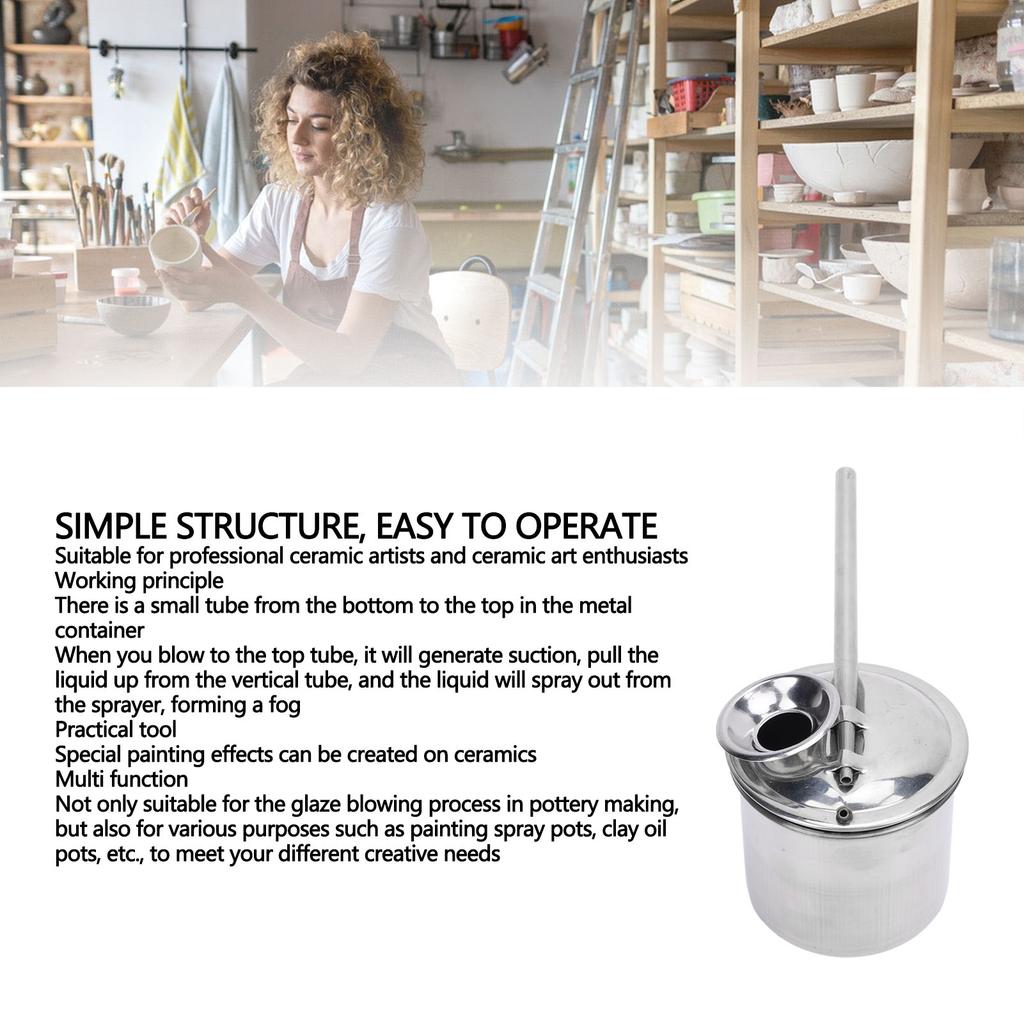 Pottery Painting Sprayer 200ML Capacity Stainless Steel Ceramic Glaze Pot Clay Atomizer