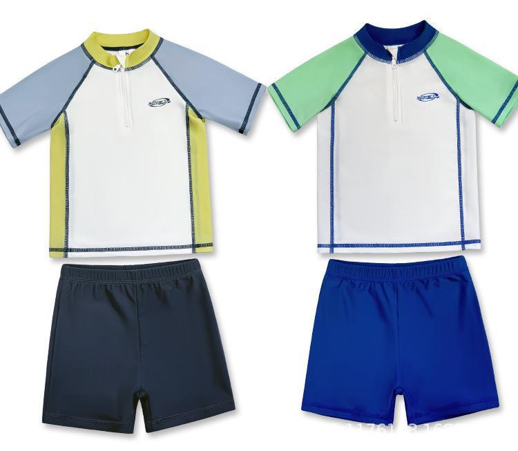 Jungen-Zweiteiler-Badeanzug-Set mit Sonnenschutz für Kinder und Schüler, schnelltrocknend