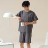 LangSha Men's Pajamas, Ice Silk Cool-Feeling, Plus Size up to 300 Jin, Casual Simple Round Neck Short Sleeve Loungewear Set