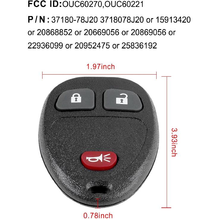 2-Pack Key Fob Replacement for Chevy Silverado 1500 2500 3500,Traverse Tahoe Equinox Suburban,GMC Acadia Savana Sierra Yukon, Buick Enclave, Saturn