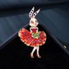 Emaille-Brosche Funkelnde Strasssteine Eingelegt Tanzender Hase Design-Pin Märchen-inspirierter Schmuck Anzüge Pullover Mäntel Accessoires