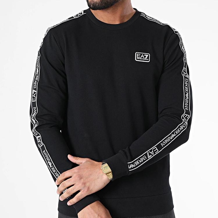 Emporio Armani EA7 SS22 Logo Print Crew Neck Sweatshirt Men Sweatshirt Black 3LPM39-PJ05Z-0200