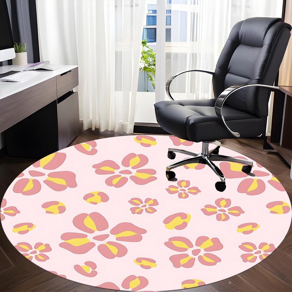 1 Stück Rundteppich mit Blumenmuster für das Büro, Teppich für Büro, Gaming, Leichte runde Bodenmatte yy260205010