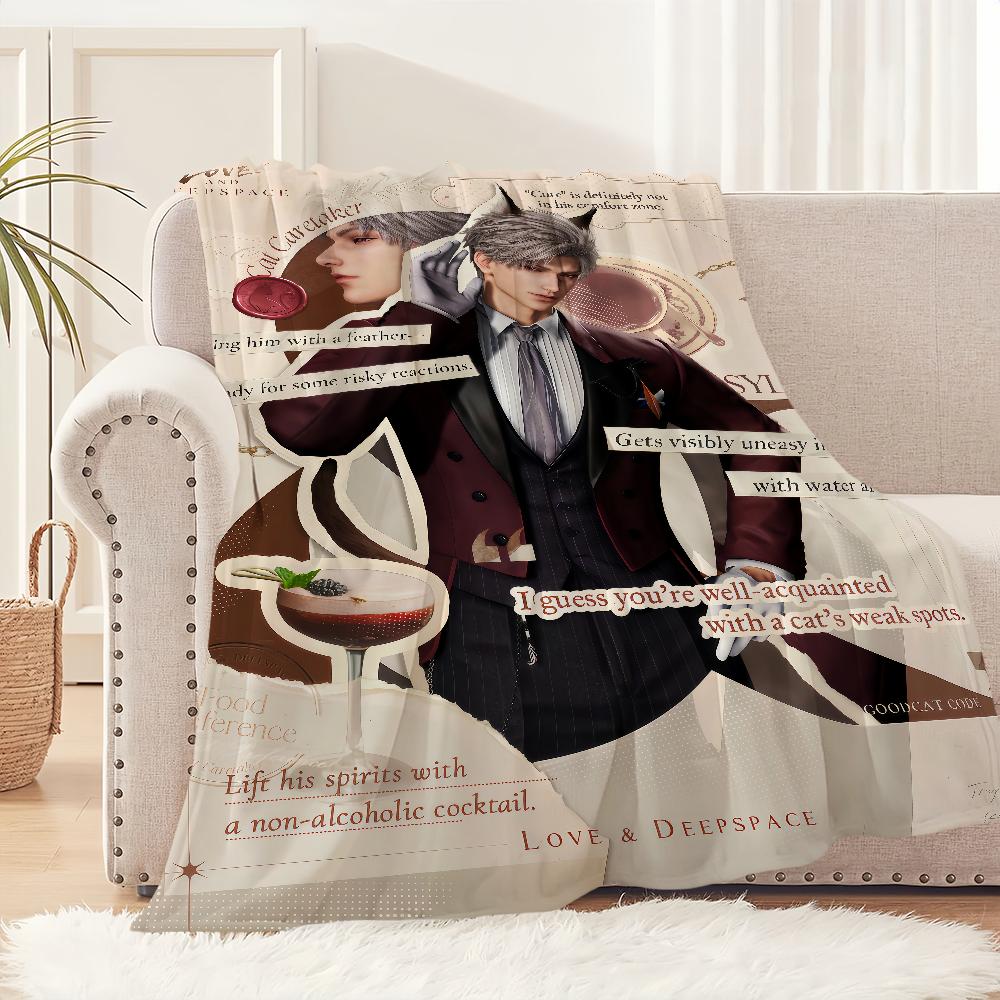 Love and Deepspace Sylus xavier Caleb Flannel warm comfort soft plush blanket for sofa living room office bedroom travel gift